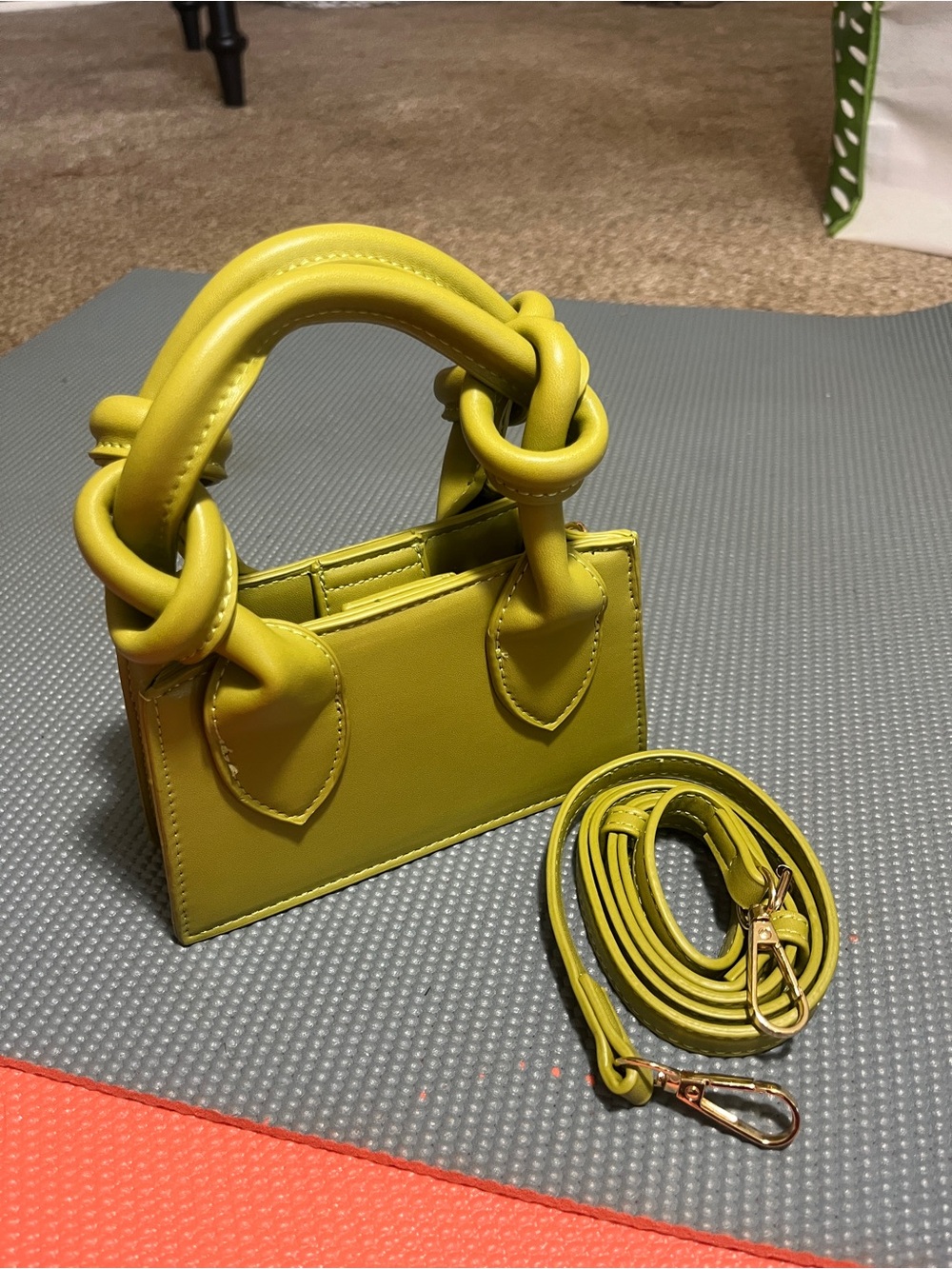 Women’s Small Knot-Handle Tote in Chartreuse Yellow